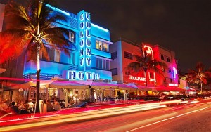 South Beach Miami,restaurants at night on Ocean Drive,Art Deco hotels. Image shot 2009. Exact date unknown.